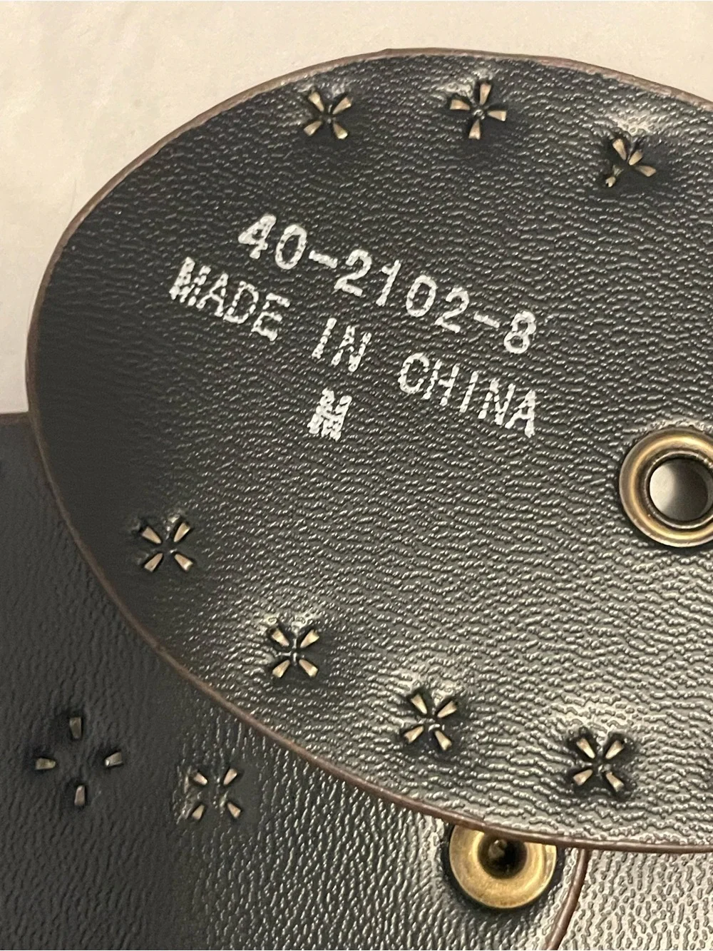 Studded Oval Western Boho Waist Belt with Embossed Buckle - Brown & Gold